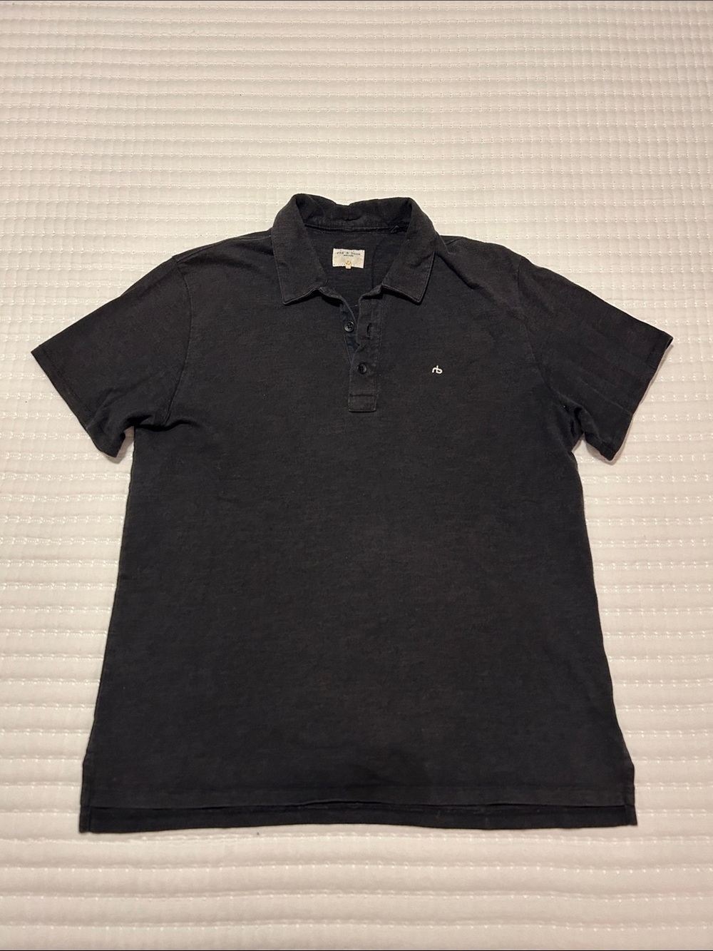 rag & bone Black Men's Short-Sleeve Polo Large